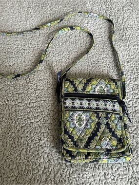 Vera Bradley Quilted Crossbody in Navy and Lime Paisley